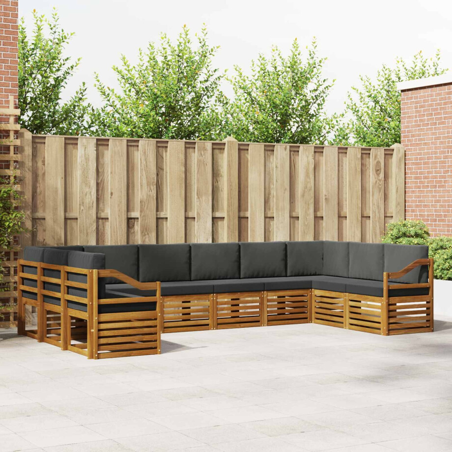vidaXL Hoekbank Set 10 pcs Natuurlijk en Antraciet Massief Acaciahout afbeelding 1