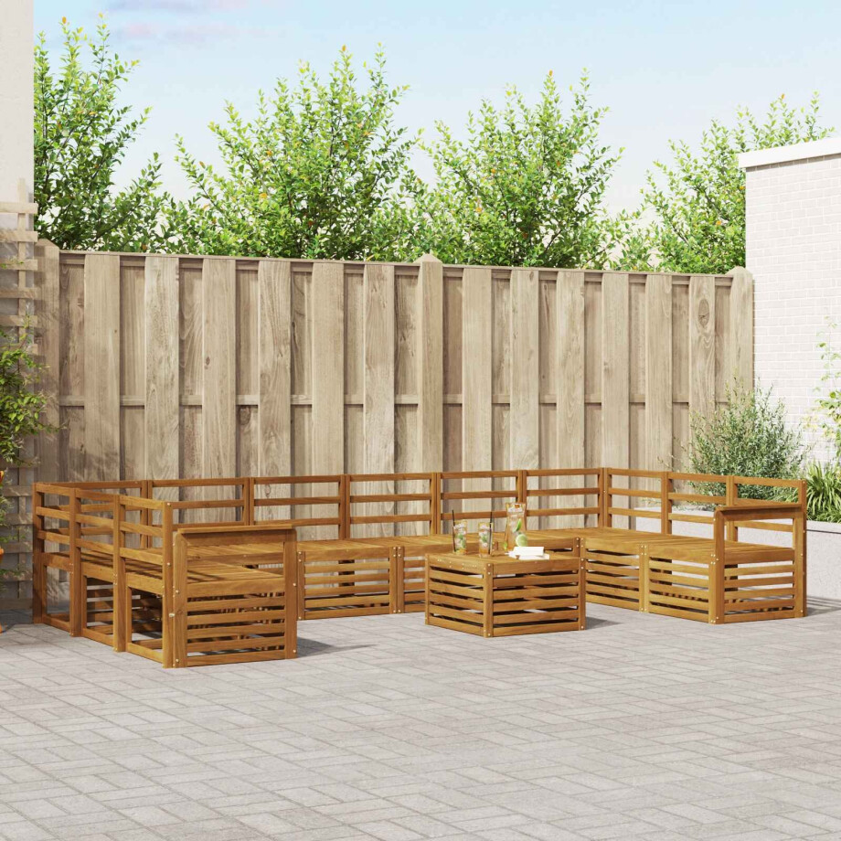 vidaXL Hoekbank Set 11 pcs Naturel Massief Acaciahout afbeelding 1
