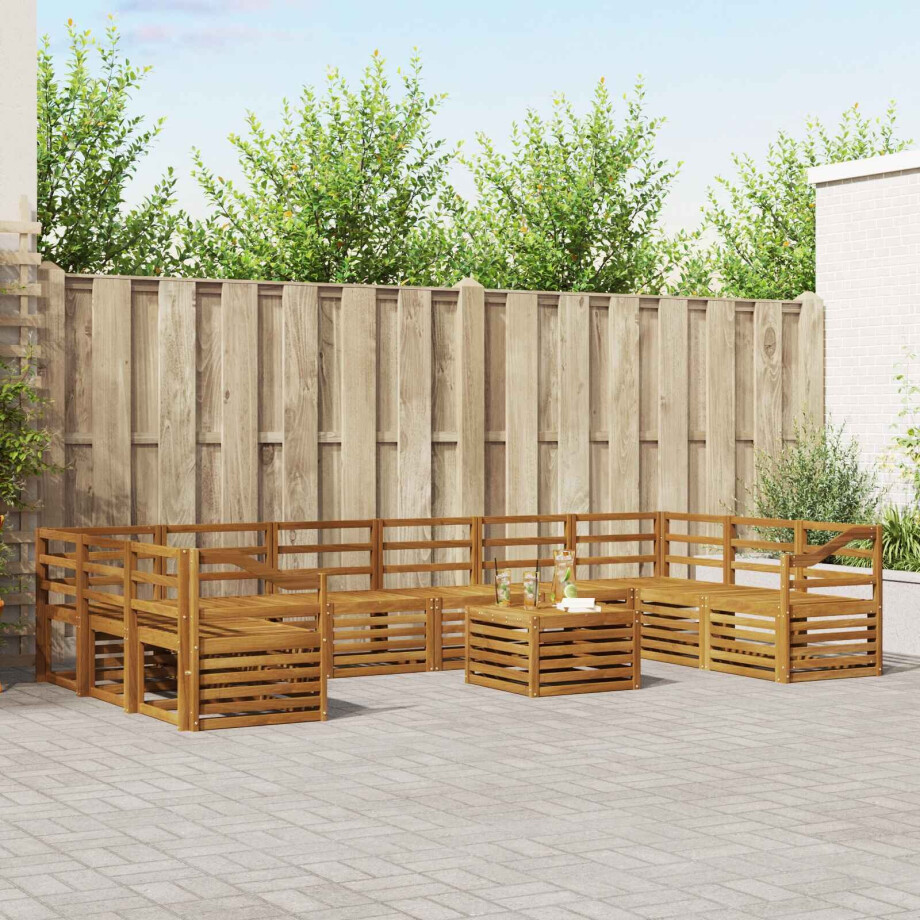 vidaXL Hoekbank Set 11 pcs Naturel Massief Acaciahout afbeelding 1