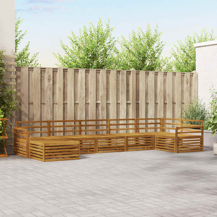 vidaXL Sofa-Sets 7 pcs Naturel Massief Acaciahout afbeelding 1