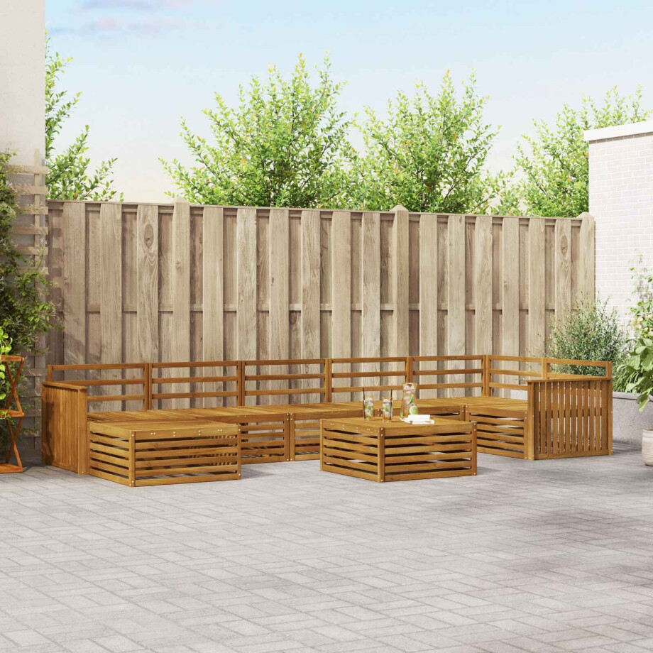 vidaXL Sofa-Sets 8 pcs Naturel Massief Acaciahout afbeelding 1