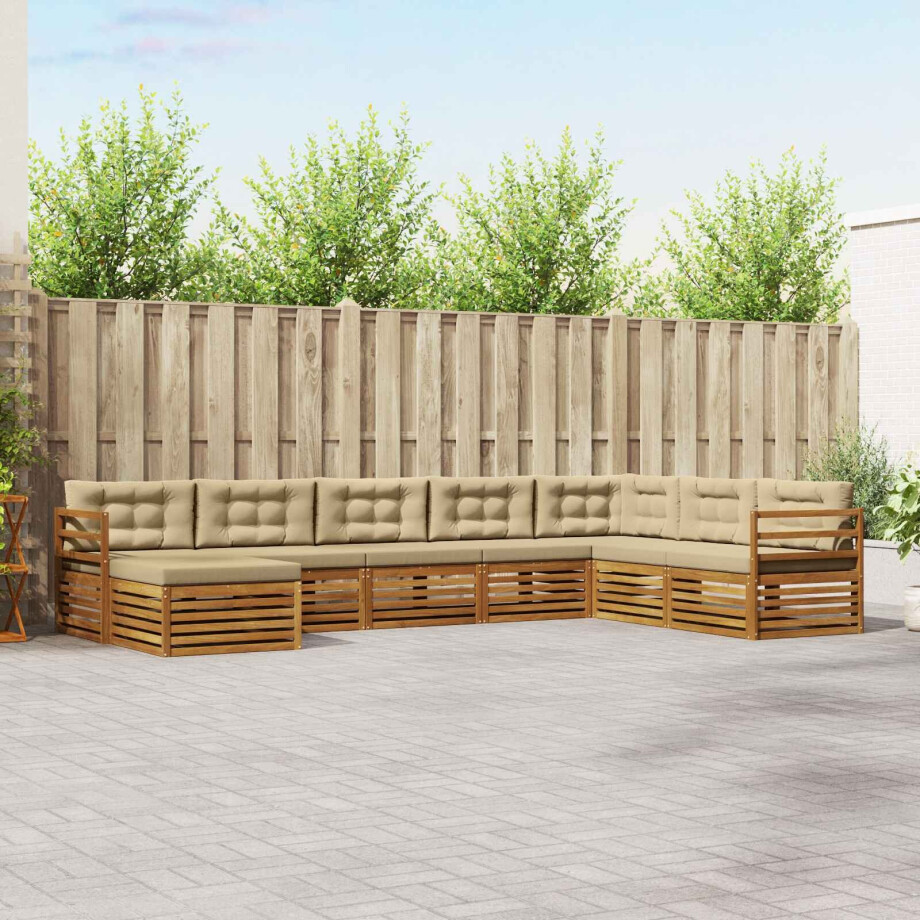 vidaXL Sofa-Sets 8 pcs Natuurlijk en Beige Massief Acaciahout afbeelding 1
