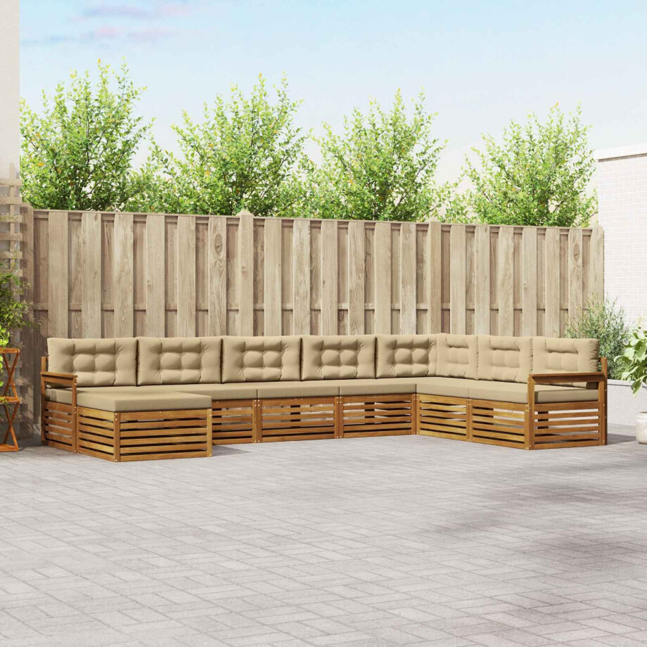 vidaXL Sofa-Sets 8 pcs Natuurlijk en Beige Massief Acaciahout afbeelding 1