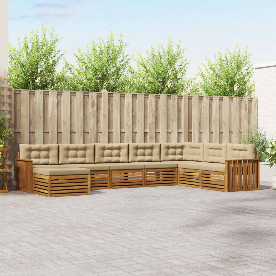 vidaXL Sofa-Sets 8 pcs Natuurlijk en Beige Massief Acaciahout afbeelding 1