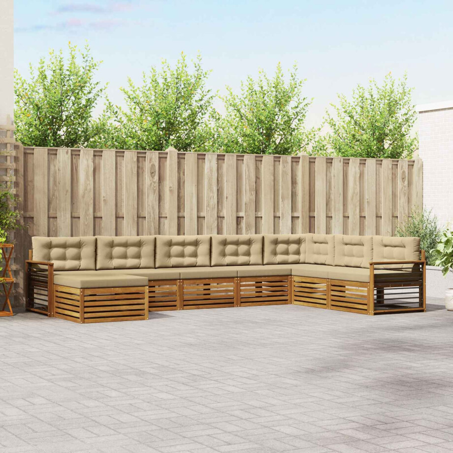 vidaXL Sofa-Sets 8 pcs Natuurlijk en Beige Massief Acaciahout afbeelding 1