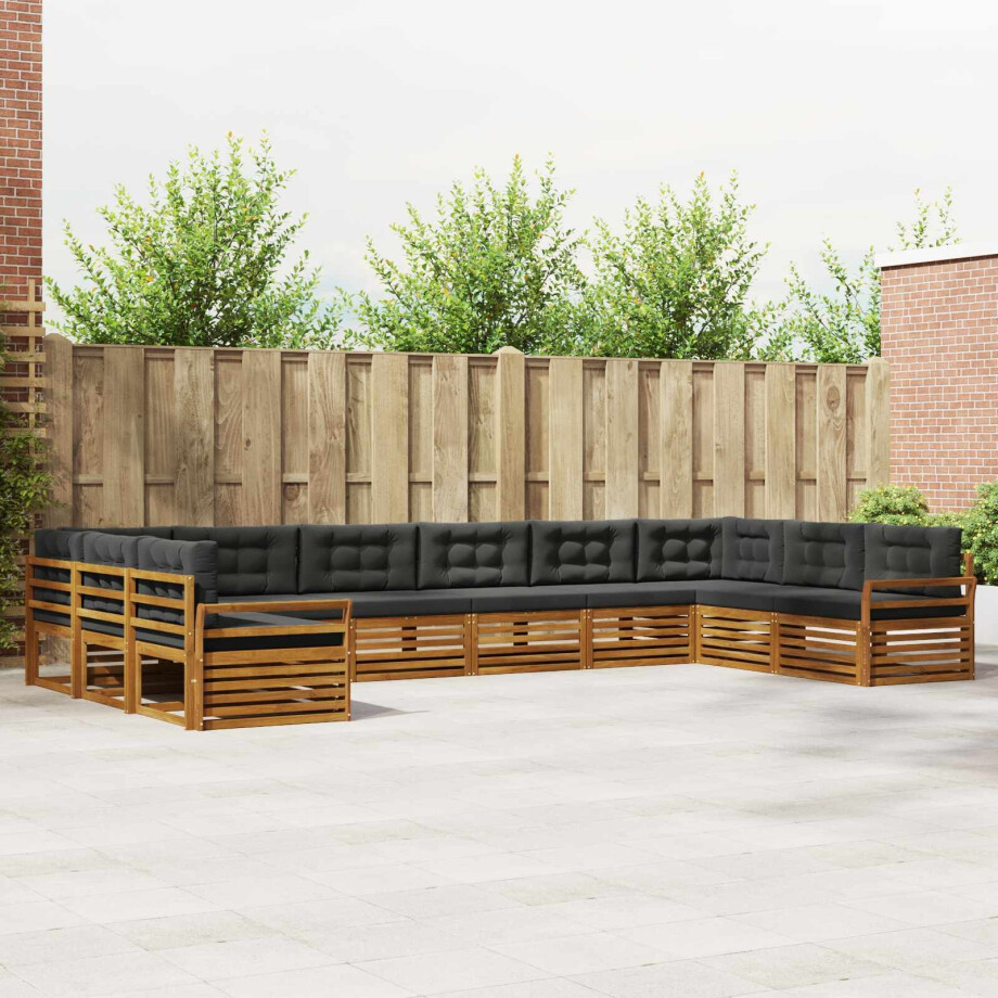 vidaXL Sofa-Sets 10 pcs Natuurlijk en Antraciet Massief Acaciahout afbeelding 1