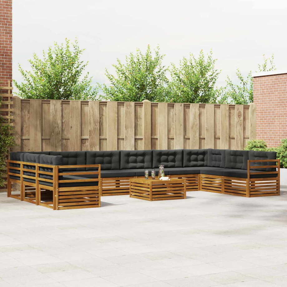 vidaXL Sofa-Sets 11 pcs Natuurlijk en Antraciet Massief Acaciahout afbeelding 1