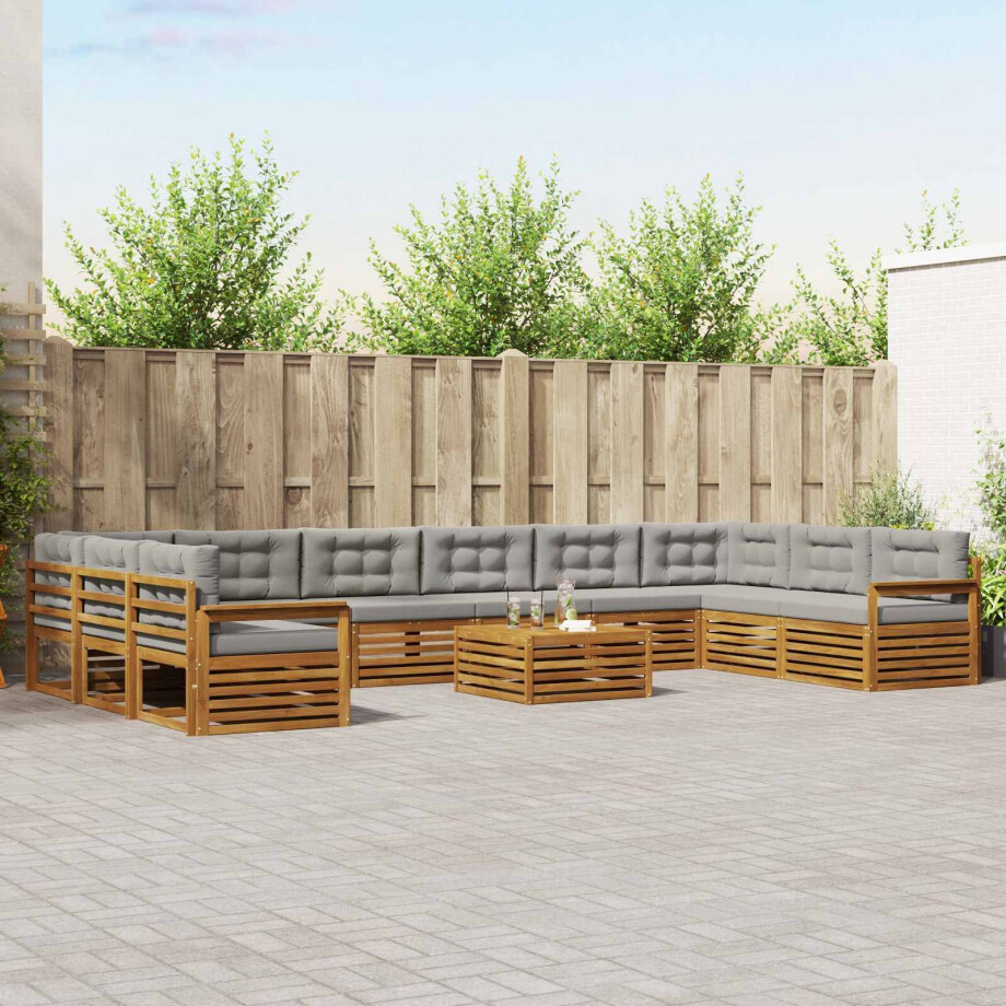 vidaXL Sofa-Sets 11 pcs Natuurlijk en Lichtgrijs Massief Acaciahout vidaXL Sofa-Sets 11 pcs Natuurlijk en Lichtgrijs Massief Acaciahout afbeelding 1