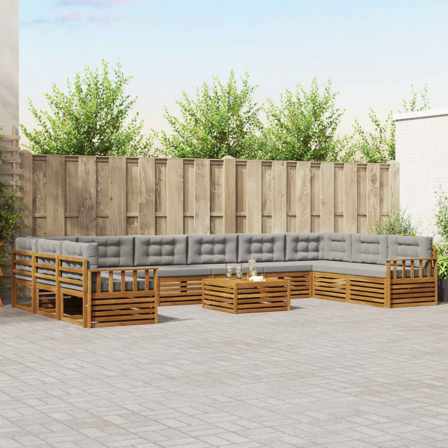 vidaXL Sofa-Sets 11 pcs Natuurlijk en Lichtgrijs Massief Acaciahout vidaXL Sofa-Sets 11 pcs Natuurlijk en Lichtgrijs Massief Acaciahout afbeelding 1