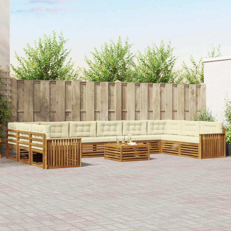 vidaXL Sofa-Sets 11 pcs Natuurlijk en Crème Massief Acaciahout vidaXL Sofa-Sets 11 pcs Natuurlijk en Crème Massief Acaciahout afbeelding 1