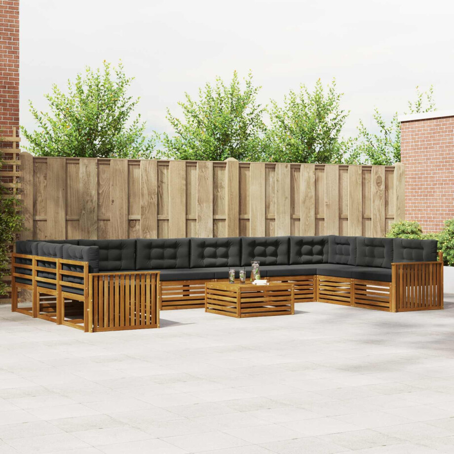 vidaXL Sofa-Sets 11 pcs Natuurlijk en Antraciet Massief Acaciahout vidaXL Sofa-Sets 11 pcs Natuurlijk en Antraciet Massief Acaciahout afbeelding 1