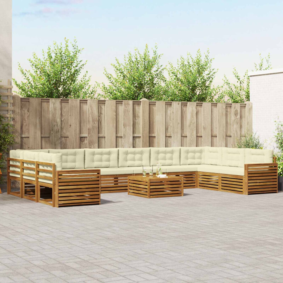 vidaXL Sofa-Sets 11 pcs Natuurlijk en Crème Massief Acaciahout vidaXL Sofa-Sets 11 pcs Natuurlijk en Crème Massief Acaciahout afbeelding 1