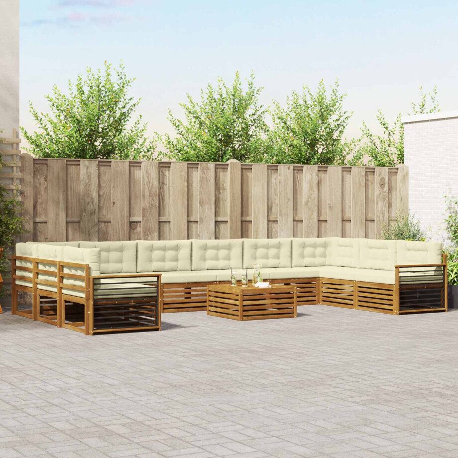 vidaXL Sofa-Sets 11 pcs Natuurlijk en Crème Massief Acaciahout vidaXL Sofa-Sets 11 pcs Natuurlijk en Crème Massief Acaciahout afbeelding 1
