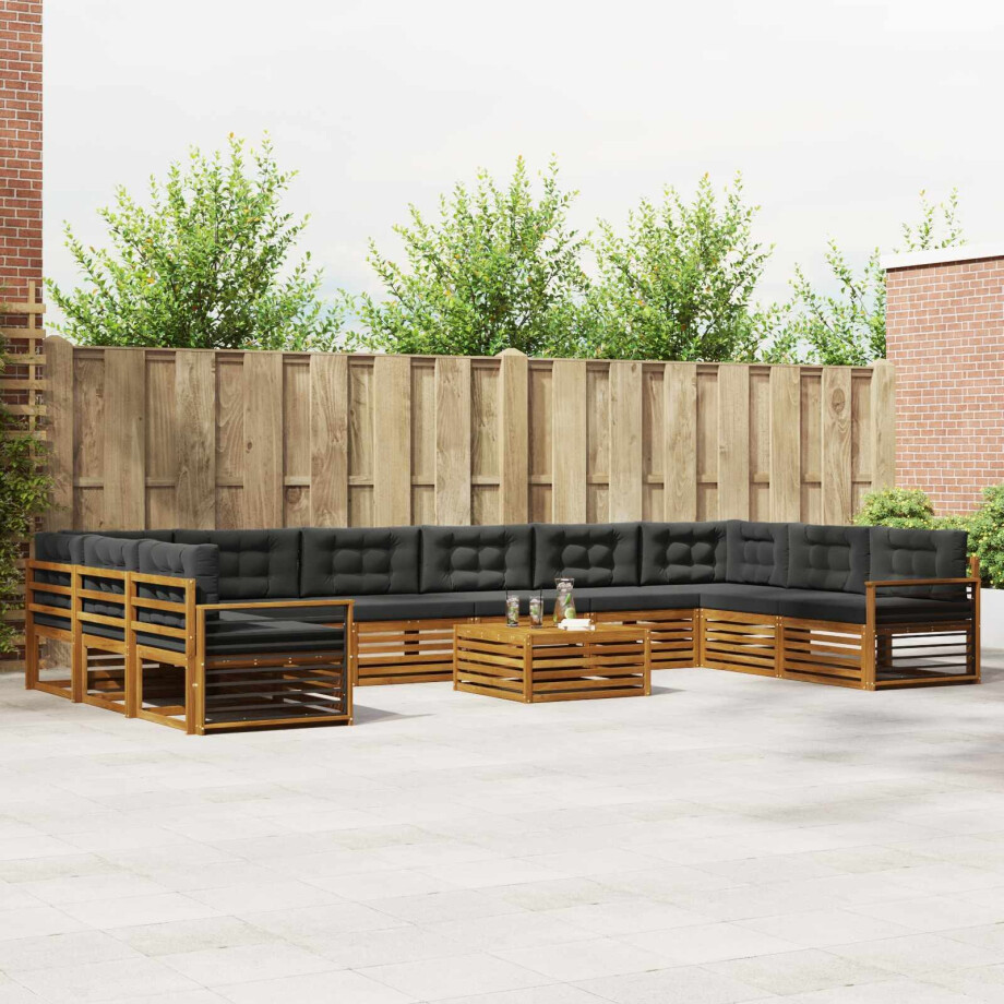 vidaXL Sofa-Sets 11 pcs Natuurlijk en Antraciet Massief Acaciahout afbeelding 1