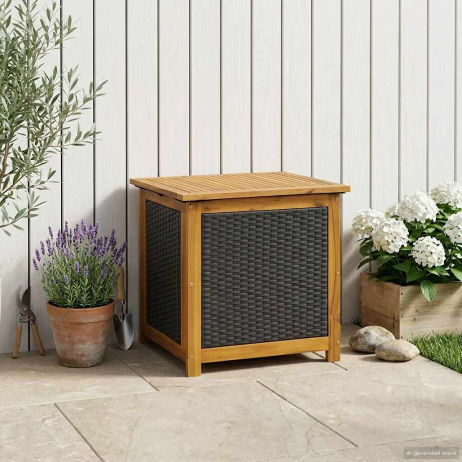 vidaXL Tuinopslagdoos 185 L Massief Acaciahout 60 x 50 x 56 cm Zwart vidaXL Tuinopslagdoos 185 L Massief Acaciahout 60 x 50 x 56 cm Zwart afbeelding 1