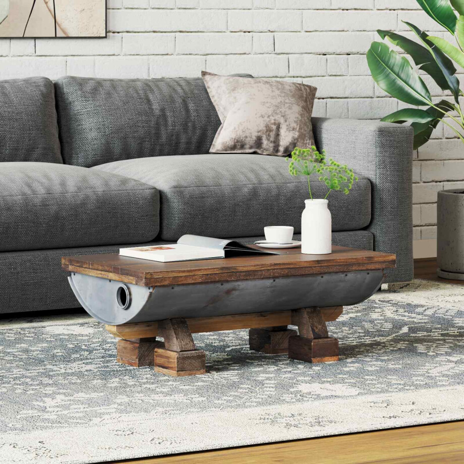 vidaXL Salontafel Naturel 90 x 50 x 35 cm Hout vidaXL Salontafel Naturel 90 x 50 x 35 cm Hout afbeelding 1