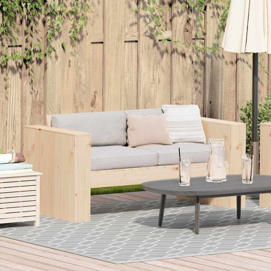 vidaXL Tuinbank Naturel 134 x 60 x 62 cm Massief grenenhout vidaXL Tuinbank Naturel 134 x 60 x 62 cm Massief grenenhout afbeelding 1