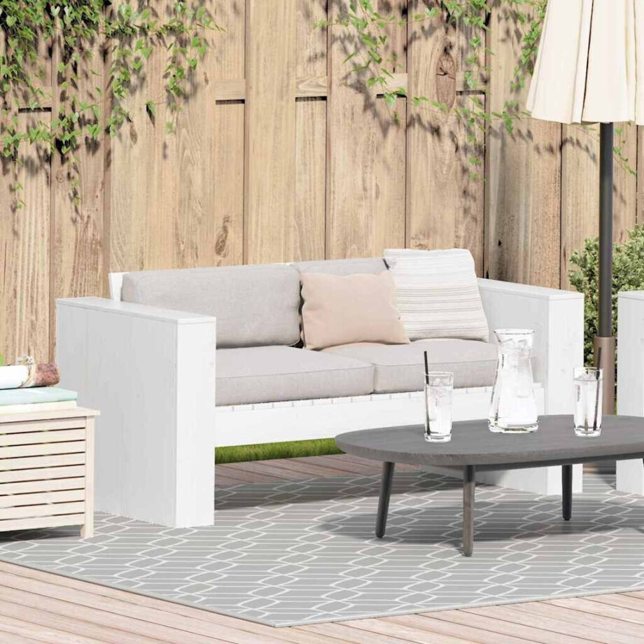 vidaXL Tuinbank Wit 134 x 60 x 62 cm Massief grenenhout vidaXL Tuinbank Wit 134 x 60 x 62 cm Massief grenenhout afbeelding 1