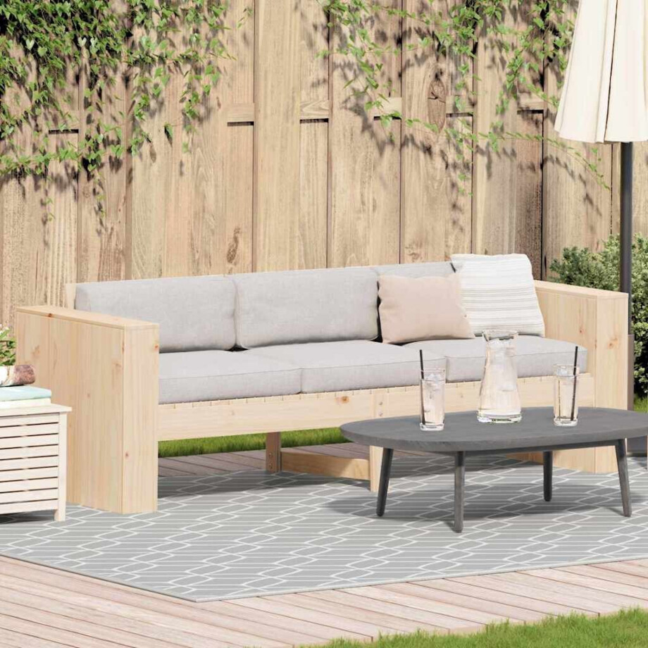 vidaXL Tuinbank Naturel 185,5 x 60 x 62 cm Massief grenenhout afbeelding 1