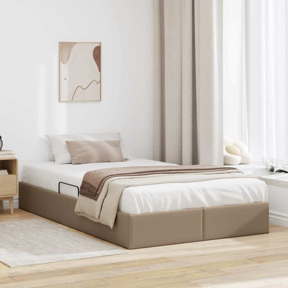 vidaXL Opslag bed met matras Cappuccino 120 x 200 cm Kunstleer afbeelding 1