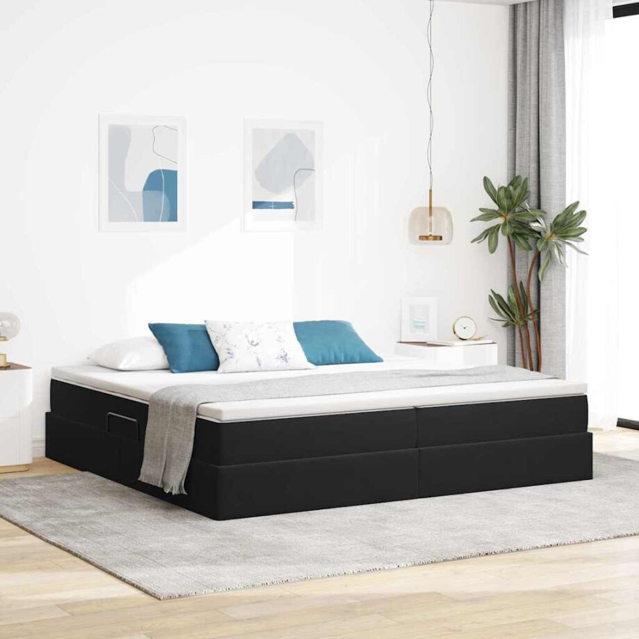 vidaXL Opbergbed met matras met matras Zwart 200 x 200 cm Fluweel vidaXL Opbergbed met matras met matras Zwart 200 x 200 cm Fluweel afbeelding 1