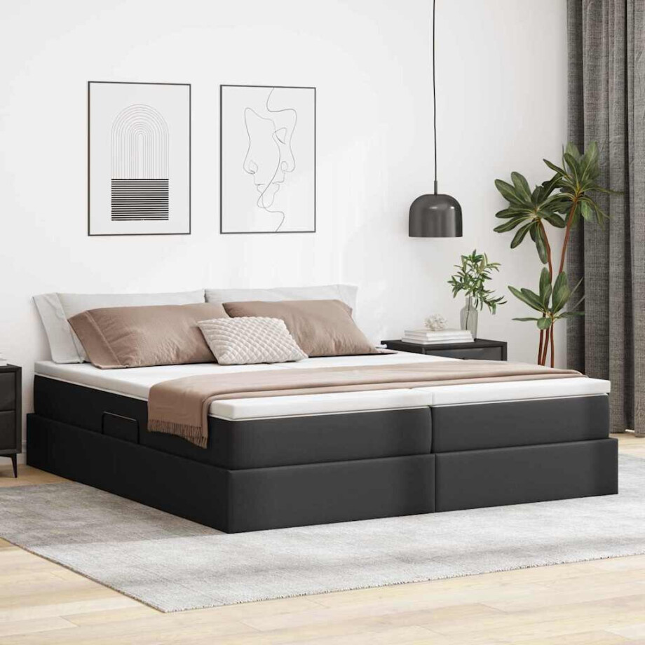 vidaXL Opbergbed met matras met matras Zwart 180 x 200 cm Nep Leer afbeelding 1