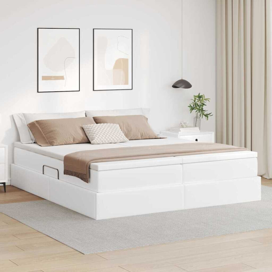 vidaXL Opbergbed met matras met matras Wit 180 x 200 cm Nep Leer afbeelding 1