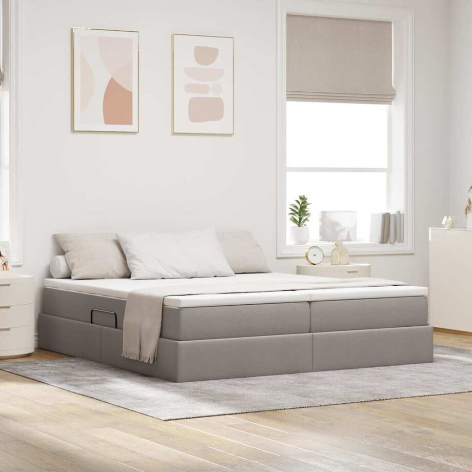 vidaXL Opbergbed met matras met matras Taupe 180 x 200 cm Polyester afbeelding 1