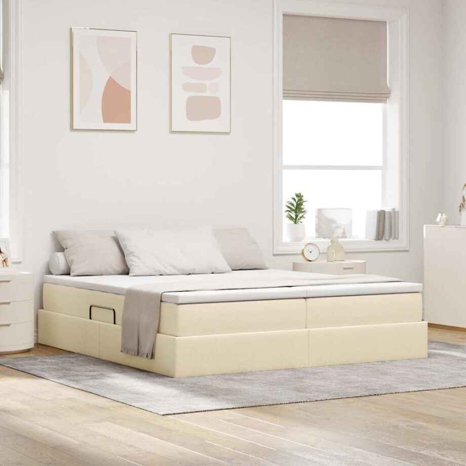 vidaXL Opbergbed met matras met matras Crème 180 x 200 cm Polyester afbeelding 1