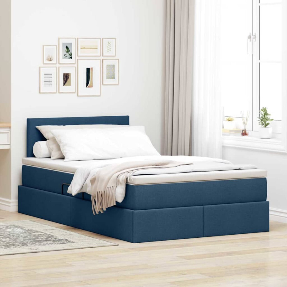 vidaXL Opbergbed met matras met matras Blauw 120 x 190 cm Bewerkt hout vidaXL Opbergbed met matras met matras Blauw 120 x 190 cm Bewerkt hout afbeelding 1