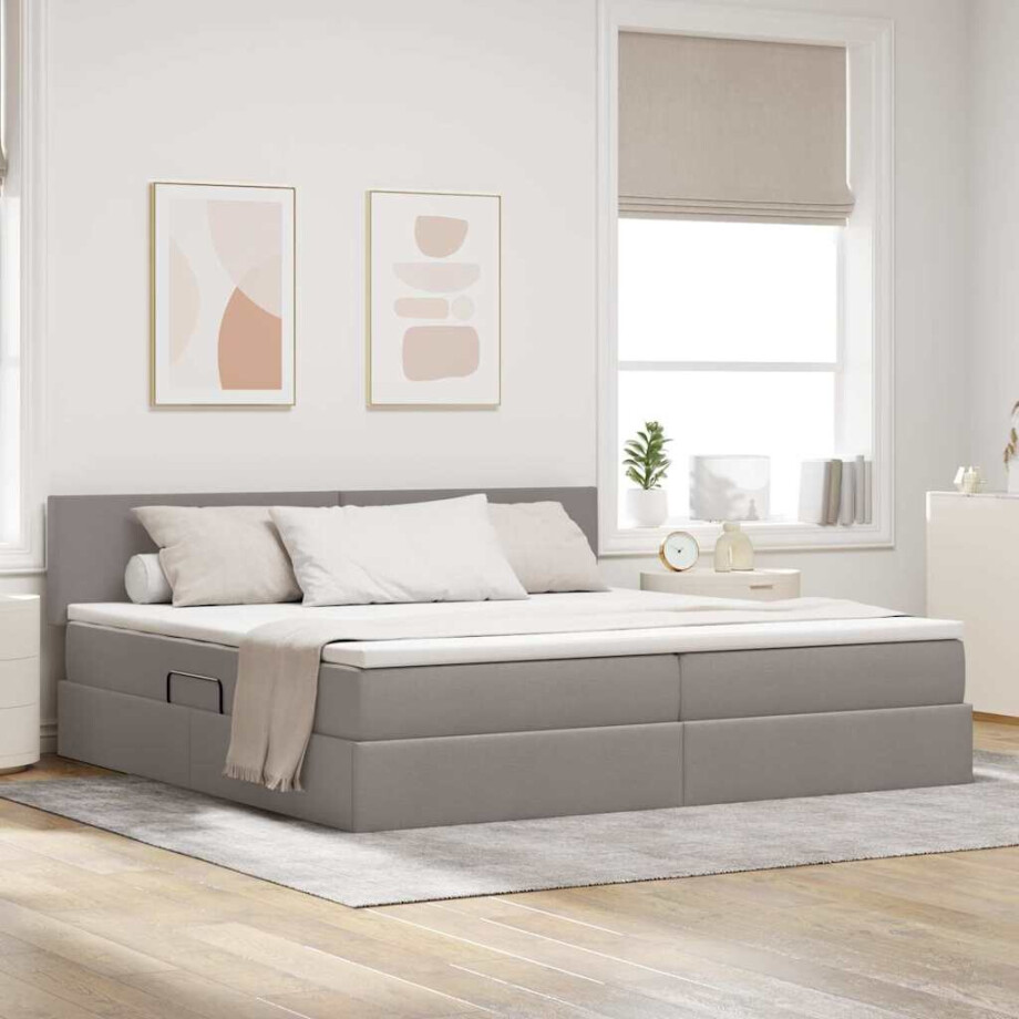 vidaXL Opbergbed met matras met matras Taupe 200 x 200 cm Bewerkt hout vidaXL Opbergbed met matras met matras Taupe 200 x 200 cm Bewerkt hout afbeelding 1