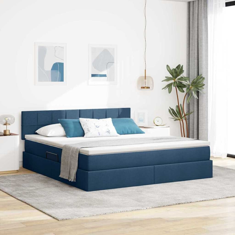 vidaXL Opbergbed met matras met matras Blauw 180 x 200 cm Bewerkt hout vidaXL Opbergbed met matras met matras Blauw 180 x 200 cm Bewerkt hout afbeelding 1