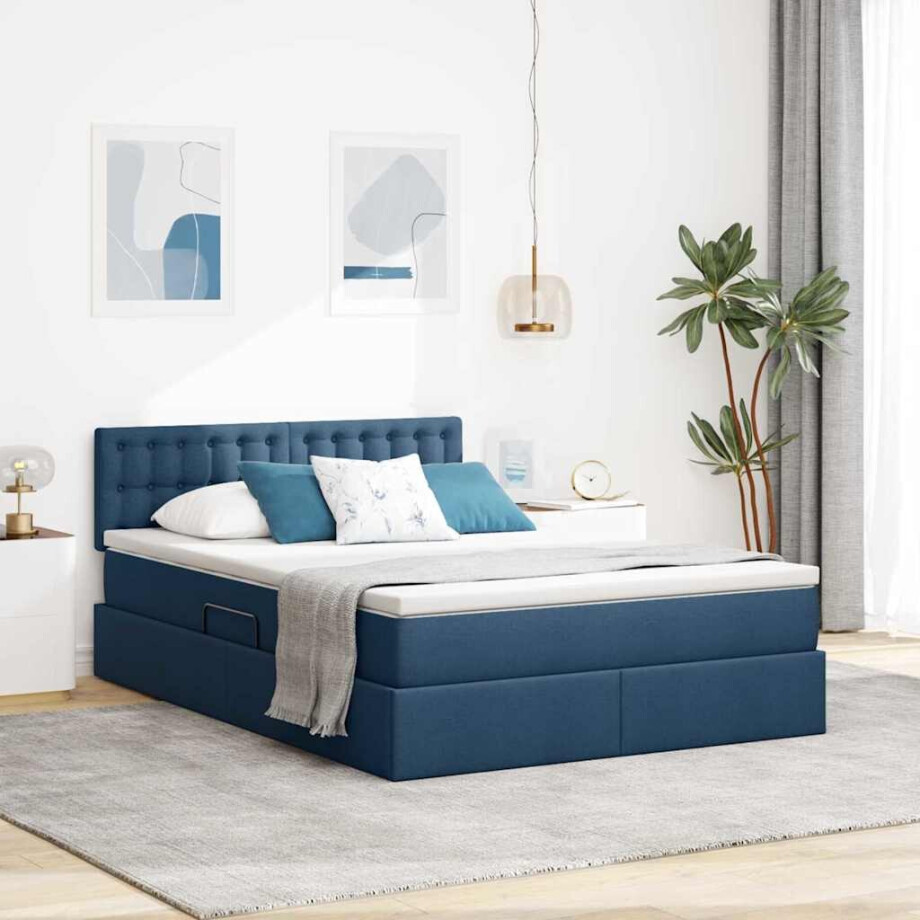 vidaXL Opbergbed met matras met matras Blauw 140 x 200 cm Bewerkt hout vidaXL Opbergbed met matras met matras Blauw 140 x 200 cm Bewerkt hout afbeelding 1