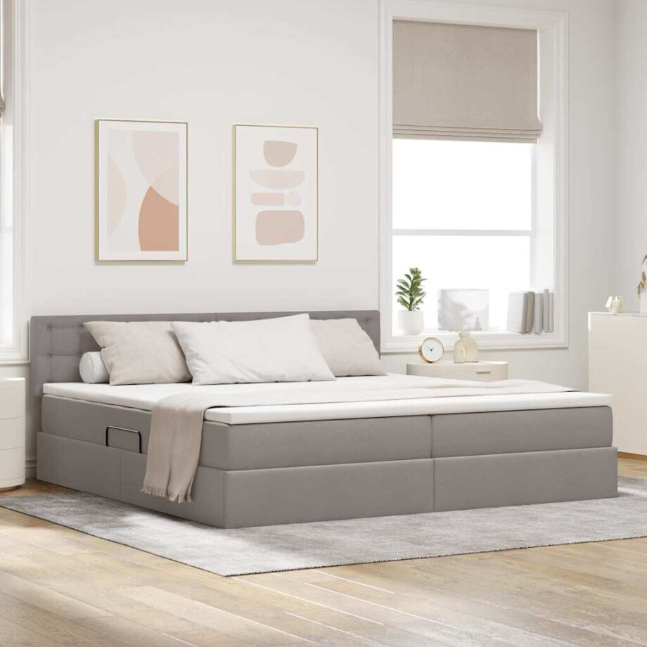 vidaXL Opbergbed met matras met matras Taupe 200 x 200 cm Bewerkt hout vidaXL Opbergbed met matras met matras Taupe 200 x 200 cm Bewerkt hout afbeelding 1