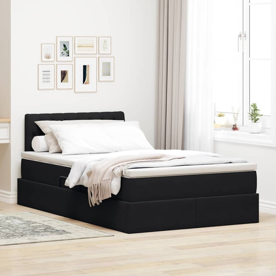 vidaXL Opslag bed met matras met hoofdeinde Zwart 120 x 200 cm Fluweel afbeelding 1