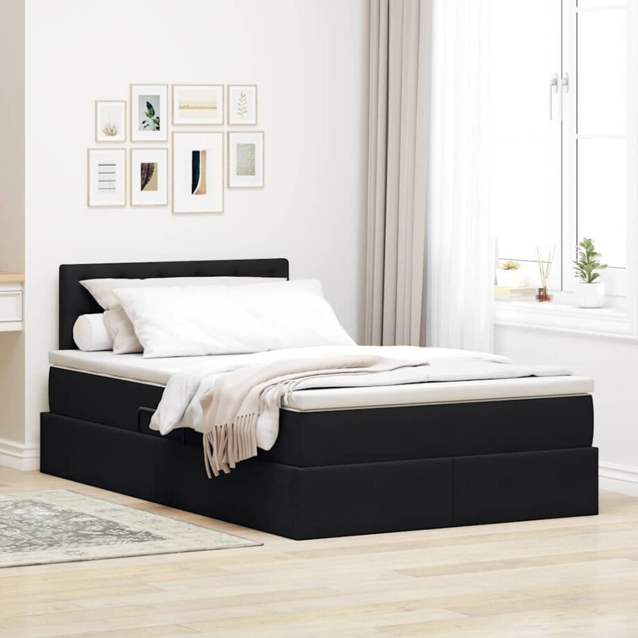 vidaXL Opslag bed met matras met hoofdeinde Zwart 120 x 200 cm Fluweel afbeelding 1