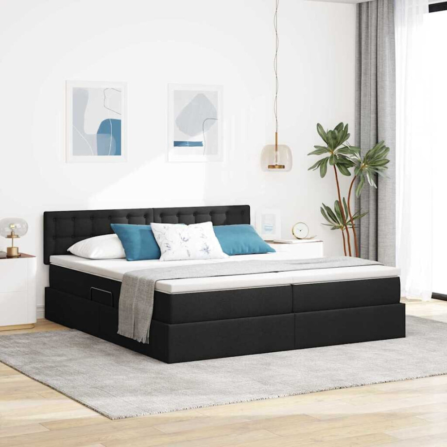 vidaXL Opslag bed met matras met opslag Zwart 180 x 200 cm Nep Leer afbeelding 1