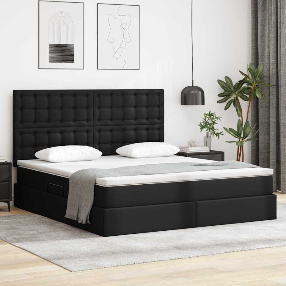 vidaXL Opslag bed met matras met opslag Zwart 160 x 200 cm Nep Leer afbeelding 1
