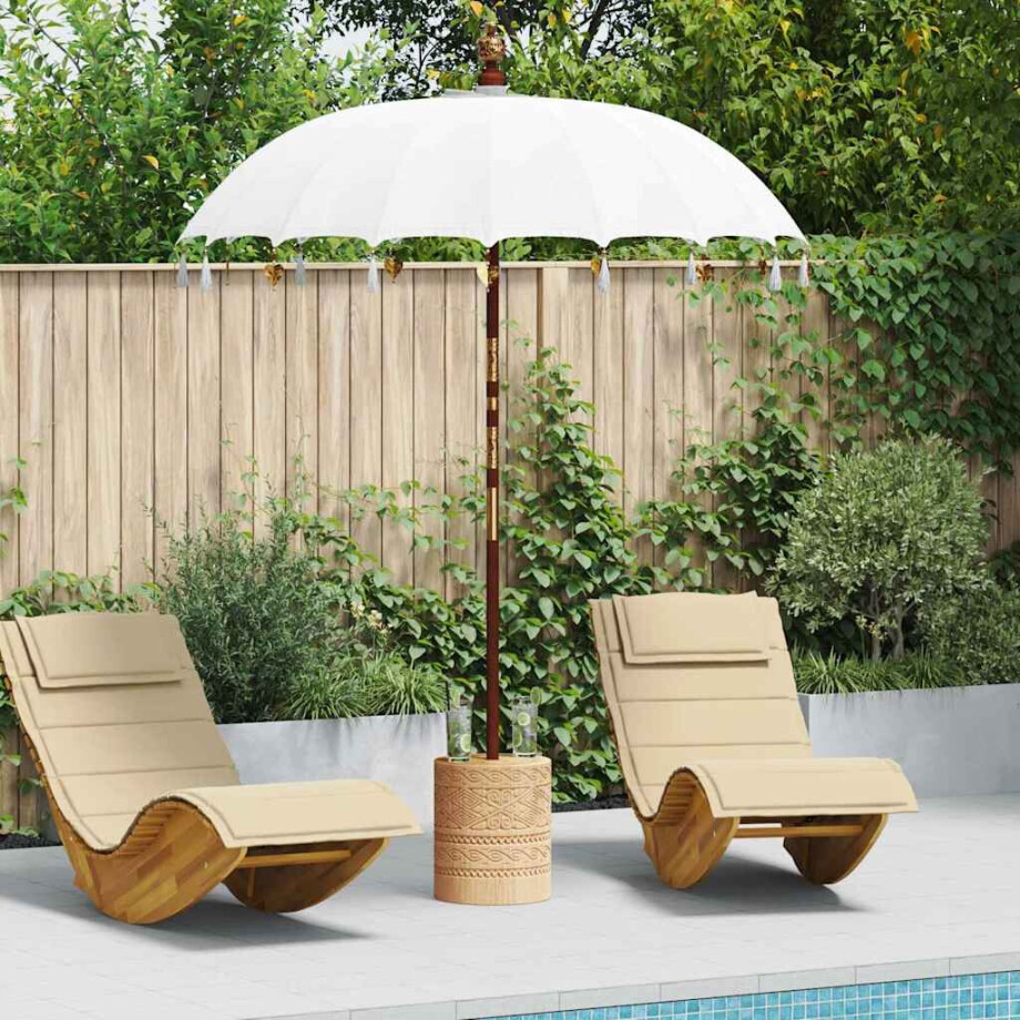vidaXL Balinese Parasol Crème 180-190 cm Katoen, massief hout afbeelding 1