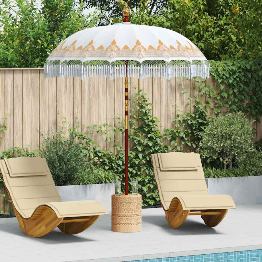 vidaXL Balinese Parasol 260 Crème 180-190 cm Katoen en massief hout afbeelding 1