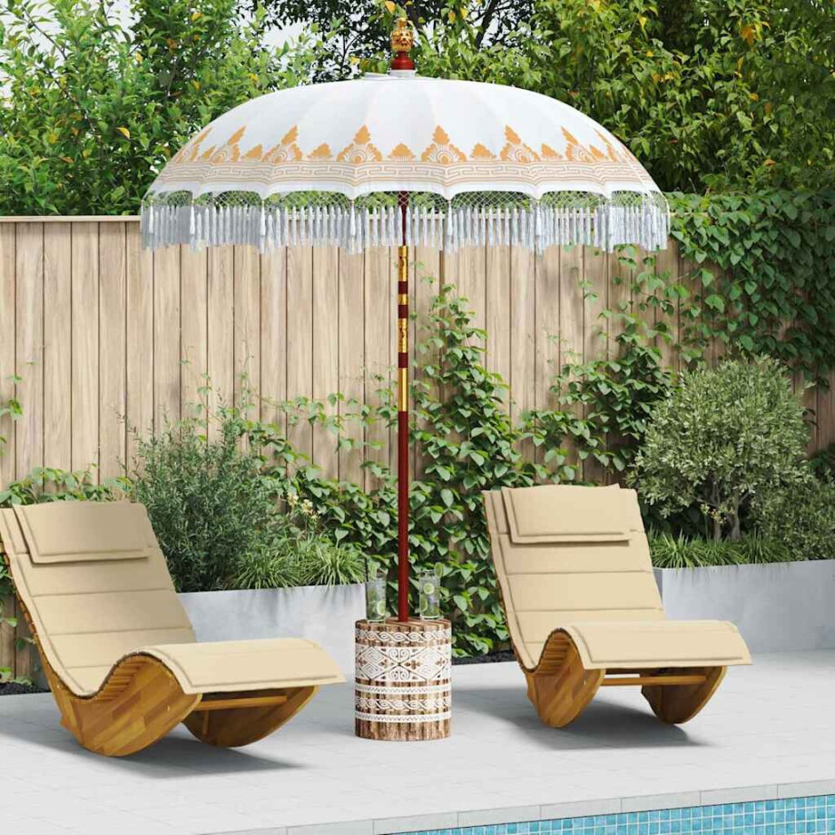 vidaXL Balinese Parasol 260 Crème 180-190 cm Katoen en massief hout afbeelding 1
