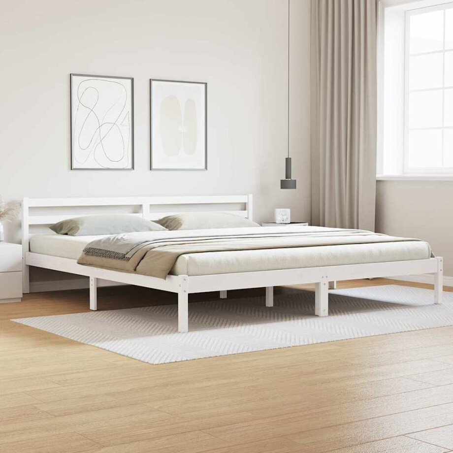 vidaXL Bedframe Wit 215,5 x 185,5 x 69,5 cm Massief Vurenhout vidaXL Bedframe Wit 215,5 x 185,5 x 69,5 cm Massief Vurenhout afbeelding 1