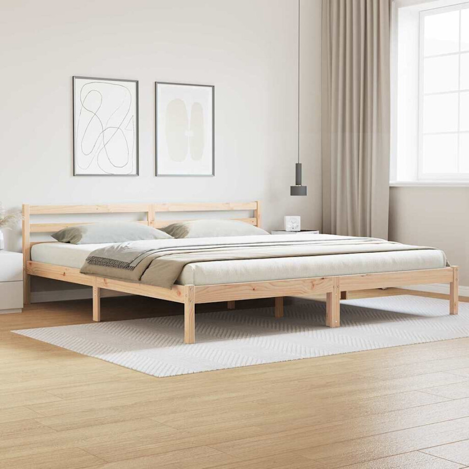 vidaXL Bedframe Bruin 225,5 x 185,5 x 69,5 cm Massief Vurenhout afbeelding 1