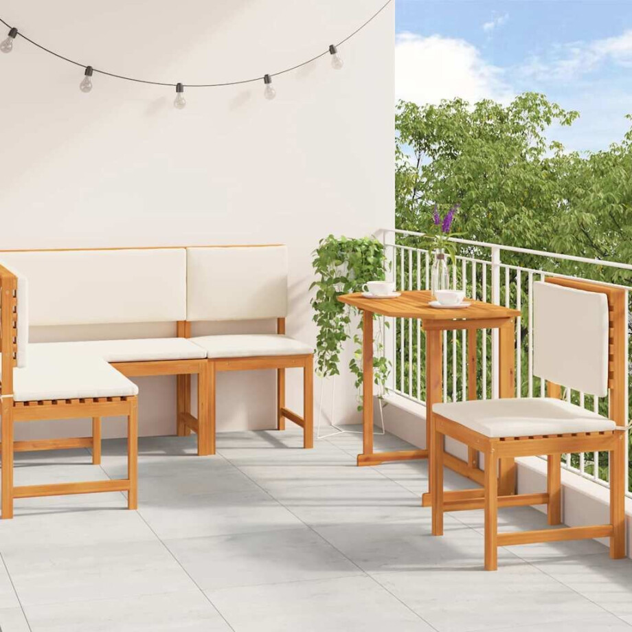 vidaXL Tuinbankset 4 pcs Bruin Massief Acaciahout afbeelding 1