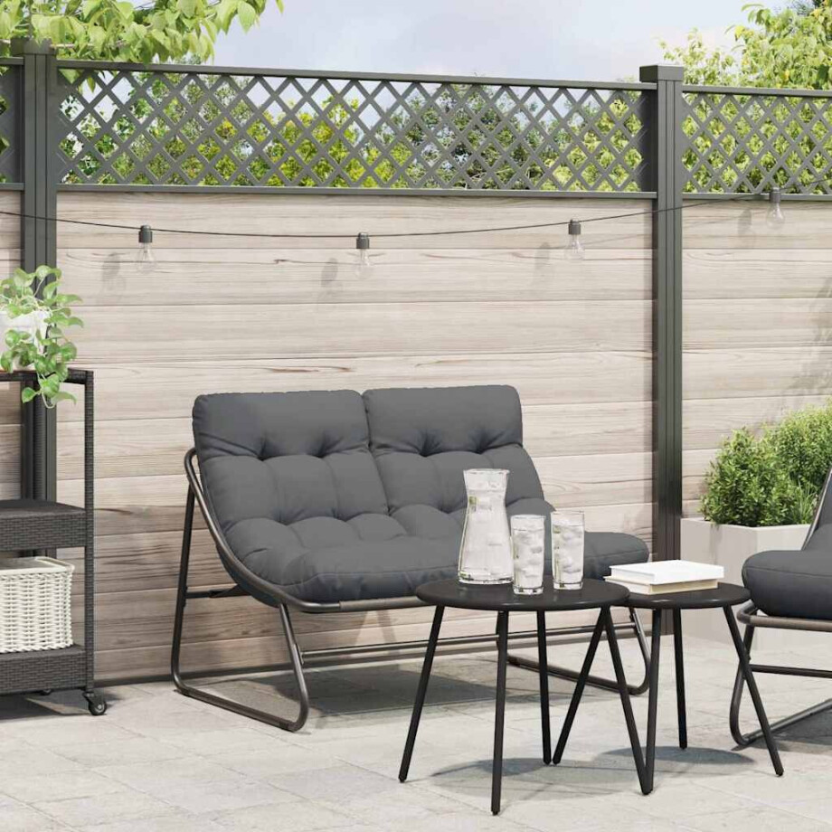 vidaXL Tuinmeubelen Zwart 110 x 81 x 71 cm Gepoedercoat staal vidaXL Tuinmeubelen Zwart 110 x 81 x 71 cm Gepoedercoat staal afbeelding 1