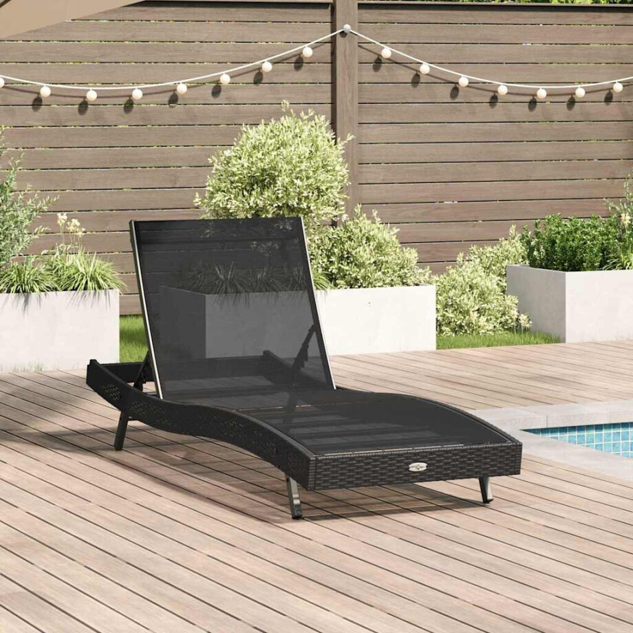 vidaXL Ligstoel Zwart 197 x 70 x 82 cm poly rattan vidaXL Ligstoel Zwart 197 x 70 x 82 cm poly rattan afbeelding 1