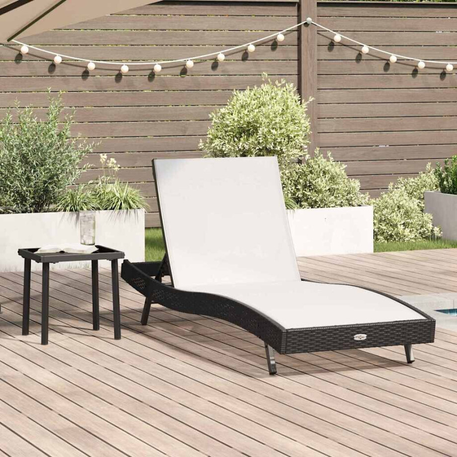 vidaXL Ligstoel 2 pcs Zwart en Wit poly rattan afbeelding 1