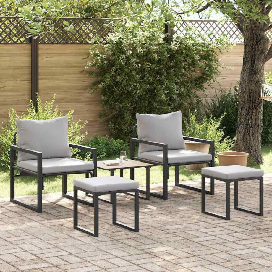 vidaXL Tuinmeubelen 4 pcs 2-Aantal zitplaatsen Lichtgrijs Polyester afbeelding 1