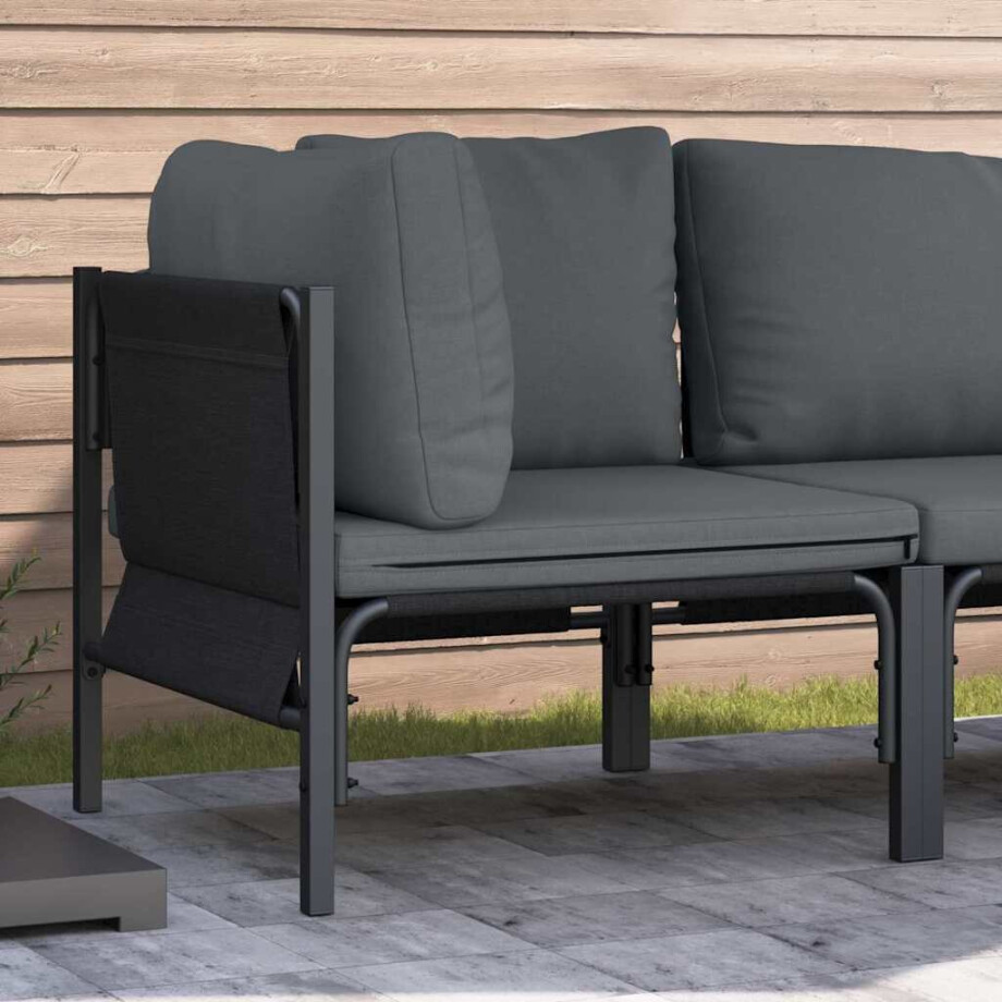 vidaXL Buitenmeubilair met kussen Antraciet 80 x 80 x 71 cm Staal afbeelding 1