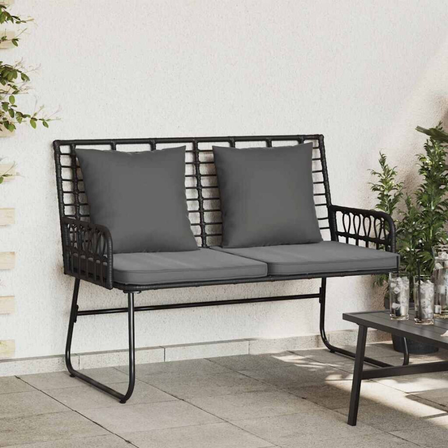 vidaXL Tuinbank Zwart en Anthraciet poly rattan vidaXL Tuinbank Zwart en Anthraciet poly rattan afbeelding 1